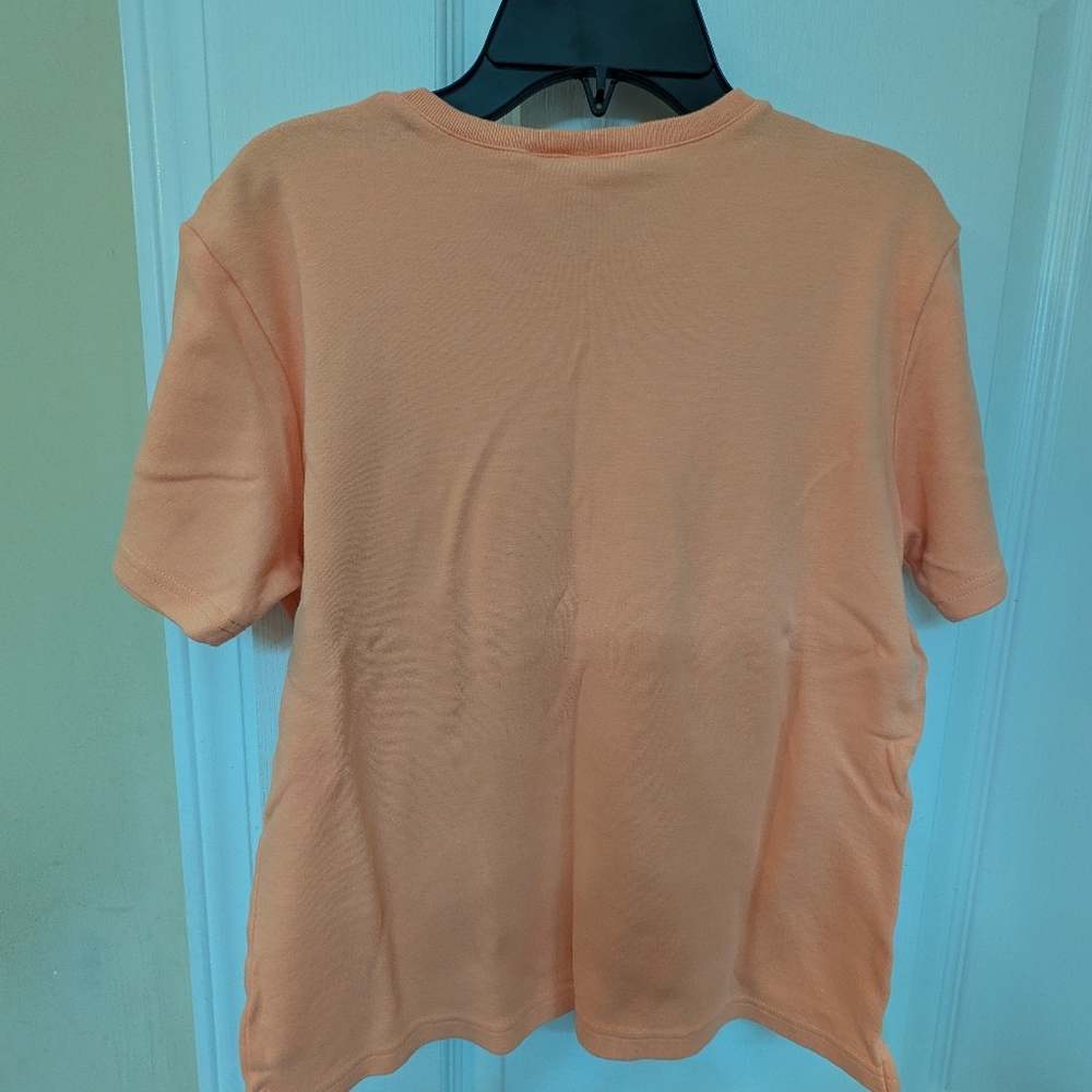 Talbots Petites Coral Short Sleeve Crew Neck Top - Picture 5 of 5
